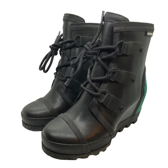 Sorel Shoes Sorel Joan Rain Wedge Boots Black Emerald Nl24521 Size